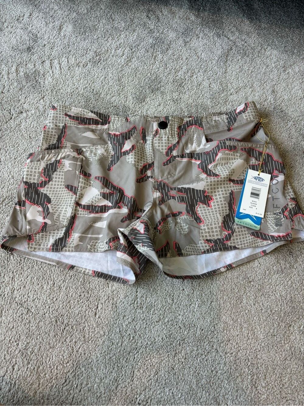 NWT Aftco Aftech Nukam Elastic Waist Fishing Shorts, Sz 8 $55 A22